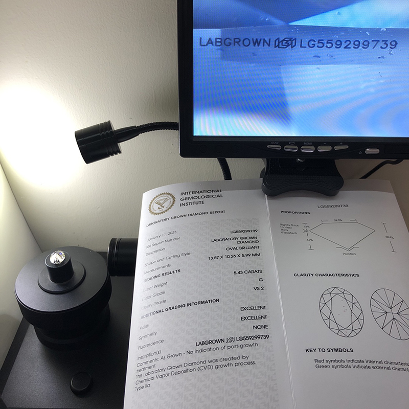 Best Lab Grown Diamond IGI OVAL CVD LG559299739 5.43CT G VS2 EX EX Syarikat - Barang Kemas Messi 13
