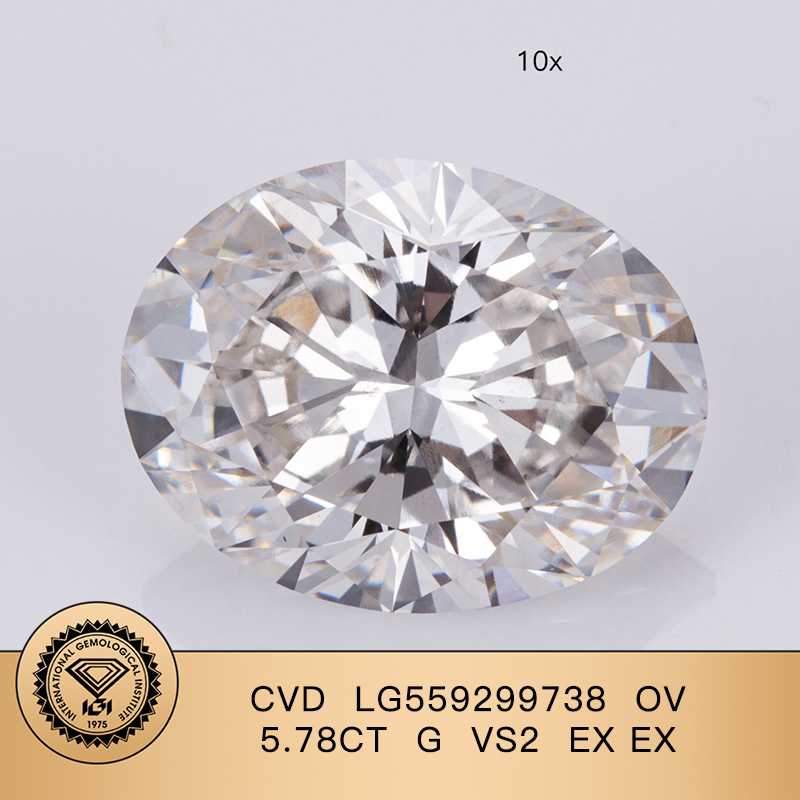  Quality IGI Lab Grown Diamond CVD LG559299738 Oval 5.78CT G VS2 EX EX Manufacturer | Messi Jewelry 