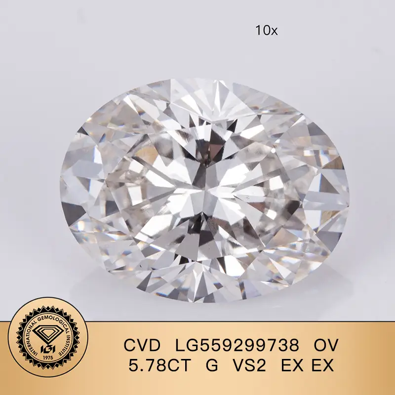 QUALITÀ IGI Lab Grown Diamond CVD LG559299738 Oval 5.78Ct G VS2 EX EX Produttore | Gioielli Messi 1