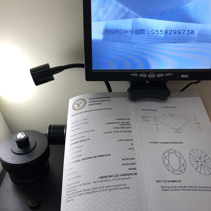 Dekalidad nga IGI Lab Grown Diamond CVD LG559299738 Oval 5.78CT G VS2 EX EX Manufacturer | Messi Alahas 16