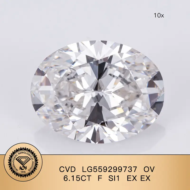 Best IGI Lab Grown Diamond 0V 6.15ct f Si1 Ex Ex CVD LG559299737 Azienda - Gioielli Messi 1