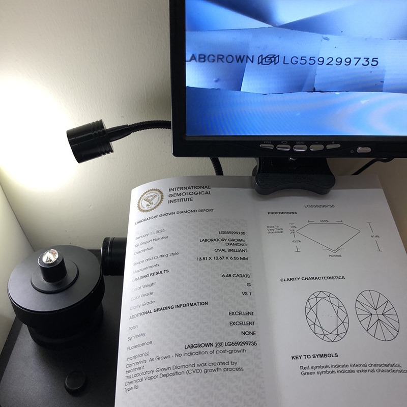 Lab Grown Diamond IGI OV 6.48CT G S1 EX EX CVD LG559299735 12