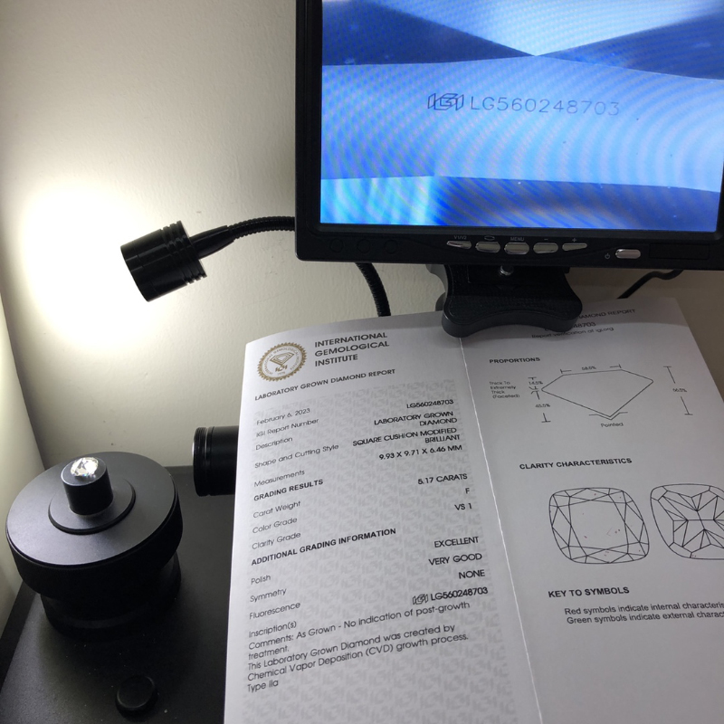 Ang Messi Alahas Ipasibo ang Square Cushion 5.17CT F VS1 EX VG Lab Diamond nga adunay IGI certificate LG560248703 13