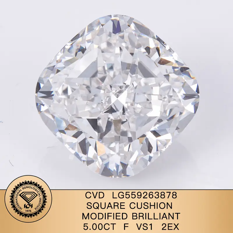 IGI Lab Grown Diamond CVD LG559263878 Cuscino quadrato modificato Brilliant 5.00ct F vs1 2ex 1