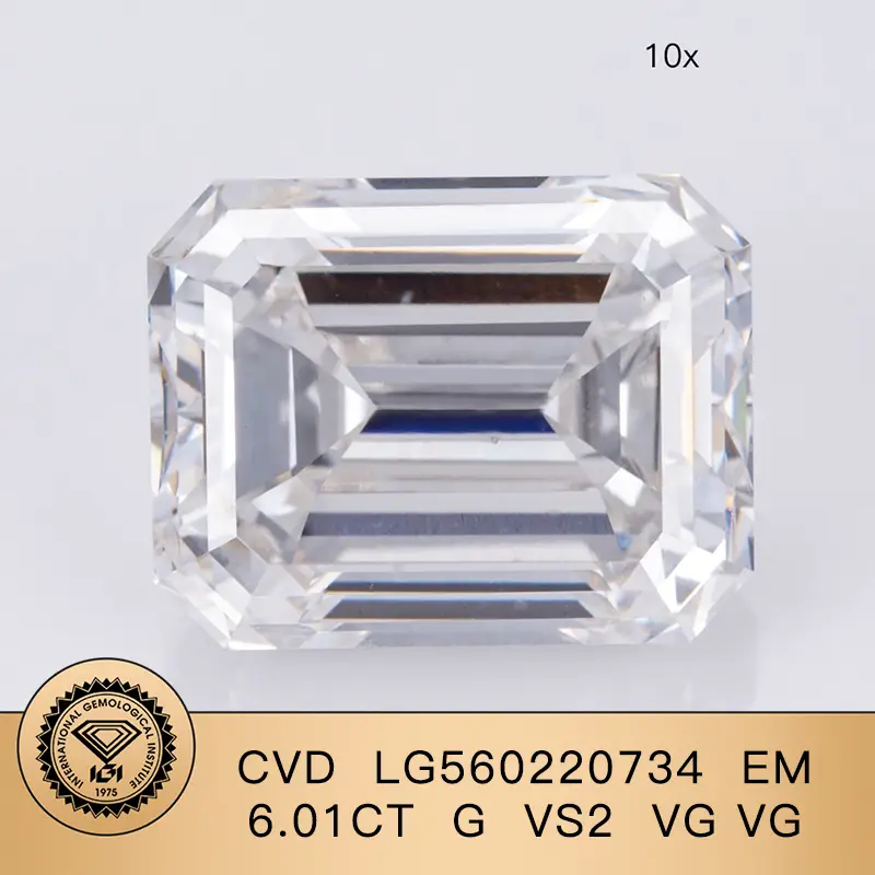 Laboratorio di qualità CVD CVD Emerald 6.01CT G VS2 VG VG LG560220734 per gioielli | Messi Jewely 1