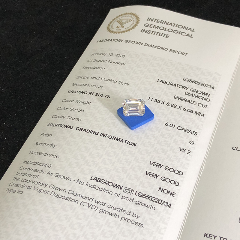 Quality Lab Grown CVD Emerald 6.01CT G VS2 VG VG LG560220734 Para sa Alahas | Messi Jewely 7