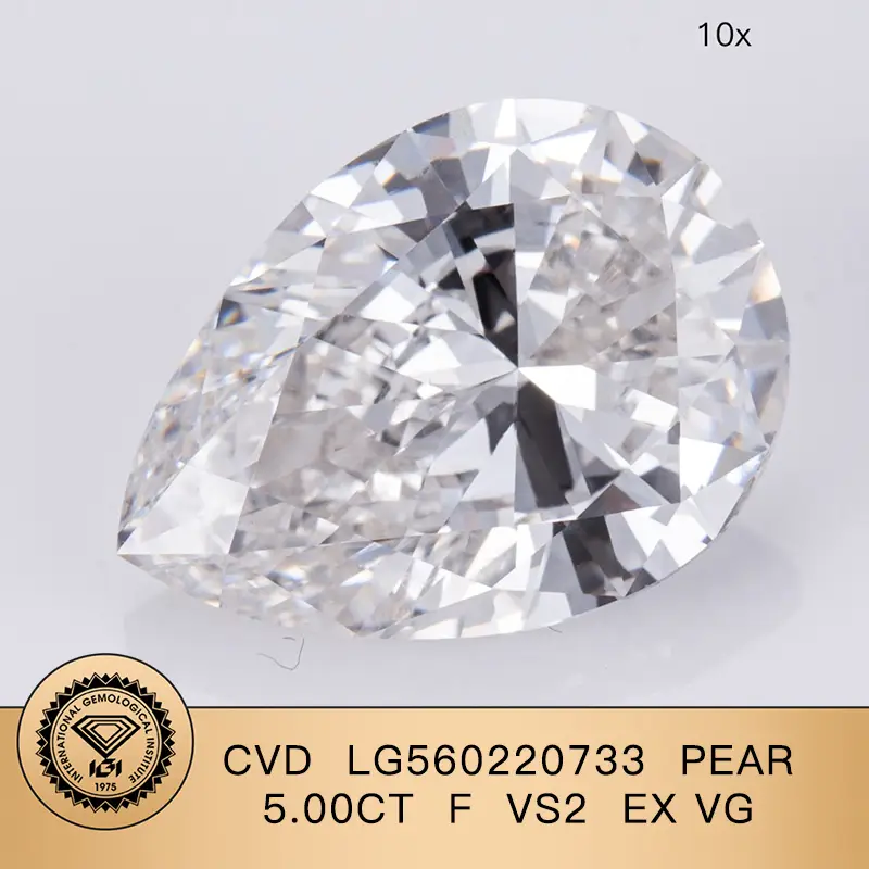 Pere CVD personalizzata 5.00ct F vs2 EX VG Lab Grown Diamond per gioielli LG560220733 | Gioielli Messi 1