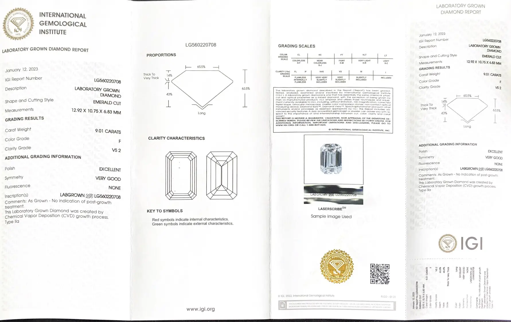9.01CT Emerald Lab Grown Diamond - IGI Certified - Perfect for Custom Jewelry 4