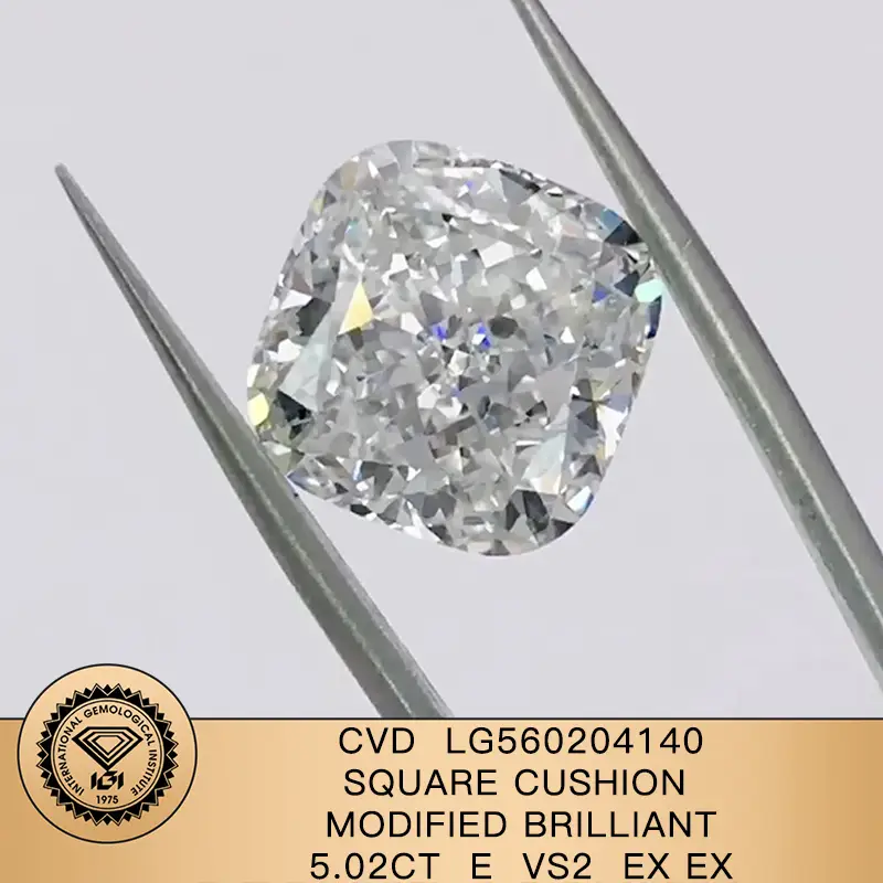 Cuscino quadrato CVD Brilliant 5.02CT E VS2 EX EX Lab Diamond per gioielli LG560204140 | Gioielli Messi 1