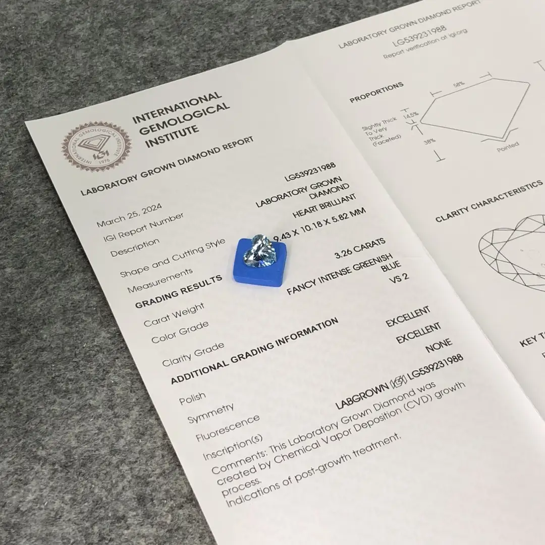 Heart Shape Fancy Intense Blue Diamond 3.26CT VS2 - IGI Certified 5
