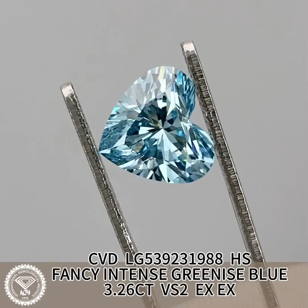 Heart Shape Fancy Intense Blue Diamond 3.26CT VS2 - IGI Certified 6