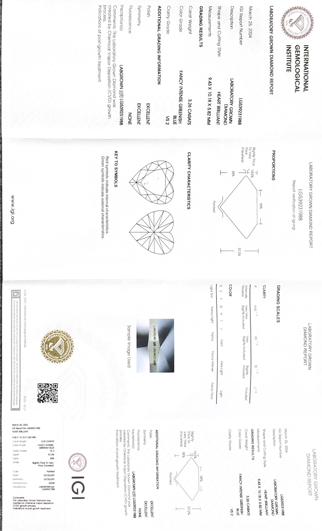 Heart Shape Fancy Intense Blue Diamond 3.26CT VS2 - IGI Certified 8