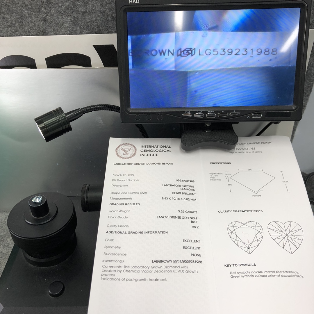 Heart Shape Fancy Intense Blue Diamond 3.26CT VS2 - IGI Certified 12