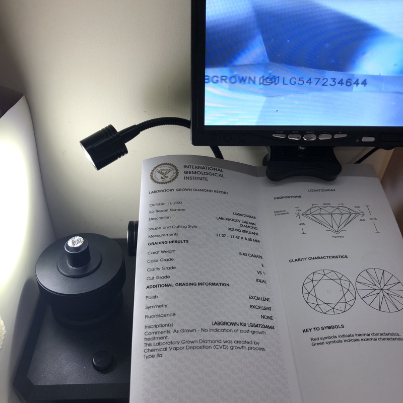 CVD Cemerlang Bulat 5.40CT E VS1 ID EX EX Lab Diamond IGI LG547234644 12