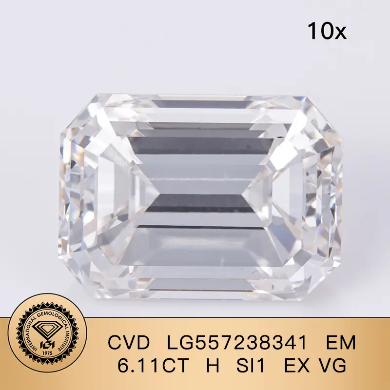 Laboratorio Emerald Diamond CVD 6.11CT H SI1 EX VG Diamante para joyas LG557238341 | Joyería de Messi 1