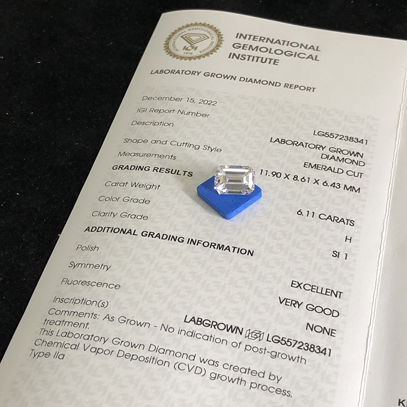 Lab Emerald Diamond CVD 6.11CT H SI1 EX VG Diamond Untuk Barang Kemas LG557238341 | Barang Kemas Messi 7
