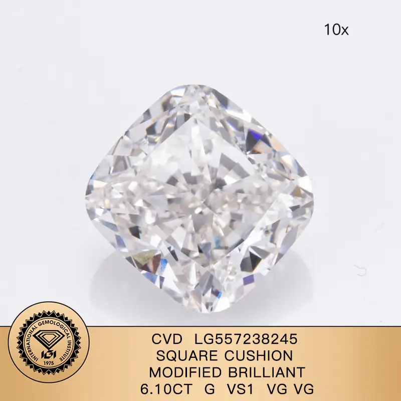 Lab Diamond CVD Cuscino quadrato modificato Brilliant 6.10c G VS1 VG VG LG557238245 | Gioielli Messi 1