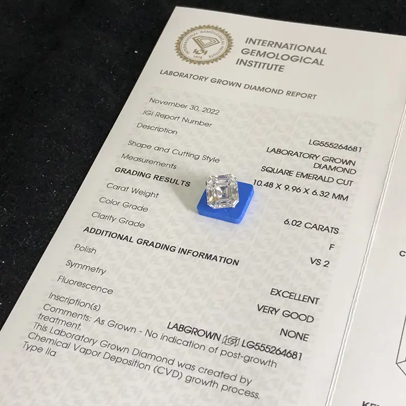 6.02CT Square Emerald Lab Diamond - Professional Customization 3