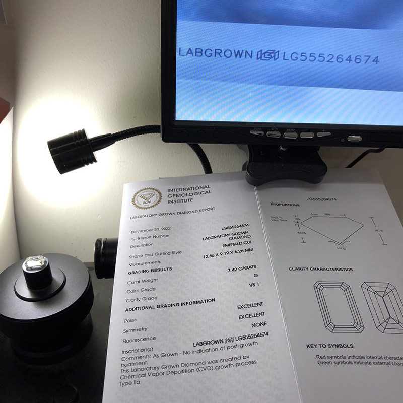 Messi Alahas LAB DIAMOND EM7.42CT G VS1 2EX CVD LG555264674 11