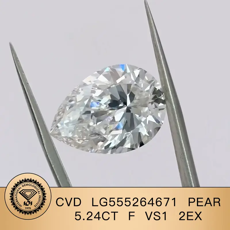 Messi Jewelry Pear 5.24CT F VS1 2EX CVD LG555264671 Lab Diamond 1