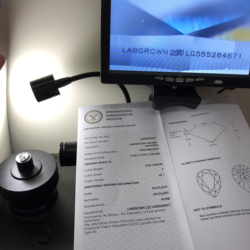 Messi Alahas PEAR 5.24CT F VS1 2EX CVD LG555264671 LAB DIAMOND 11