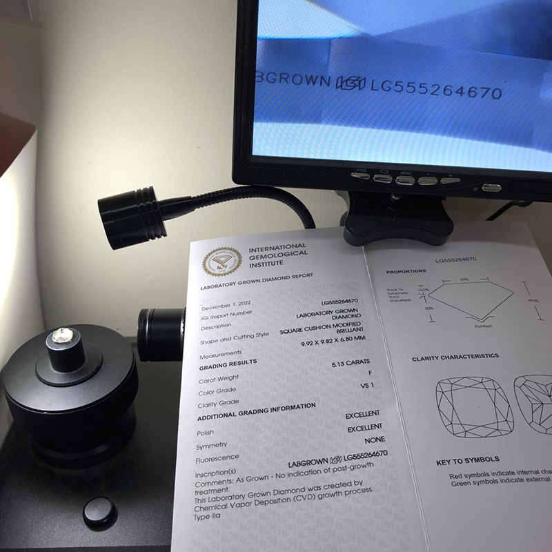 Messi Jewelry SQUARE CUSHION MODIFIED BRILLIANT5.13CT  F  VS1  2EX LAB DIAMOND  LG555264670 11