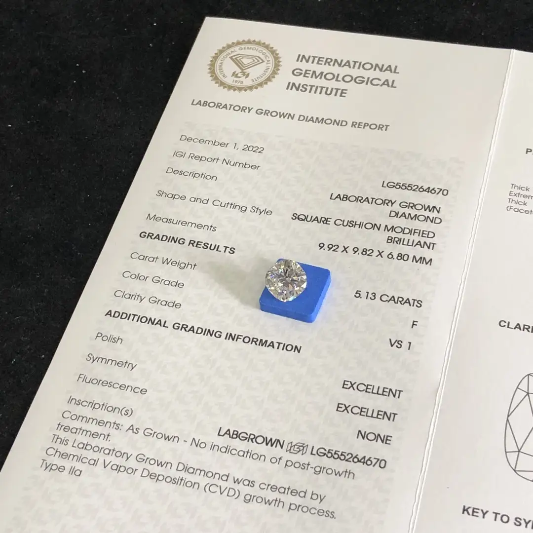 3CT F VS1 Lab Diamond Square Cushion Ring 5