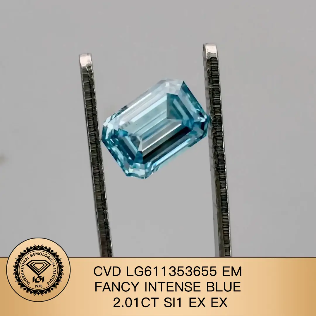 Lab Grown Diamond IGI CVD LG611353655 EM EM Fancy Intense Blue 2.01ct SI1 Ex Ex Ex 1