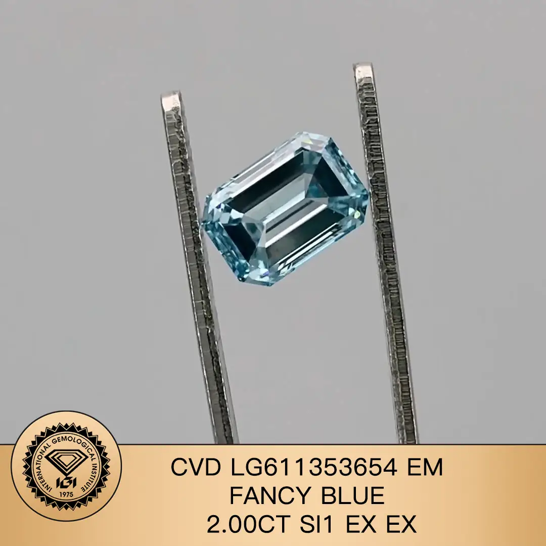 Lab Grown Diamond IGI CVD LG611353654 EM Fancy Blue 2.00ct SI1 Ex Ex Ex 1
