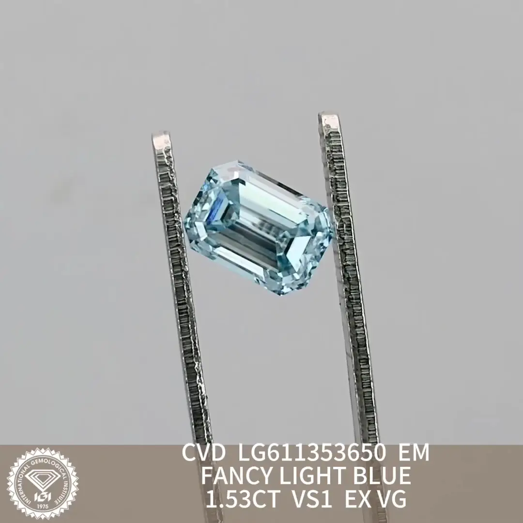 Lab Grown 1.53CT Light Blue Emerald Diamond 4