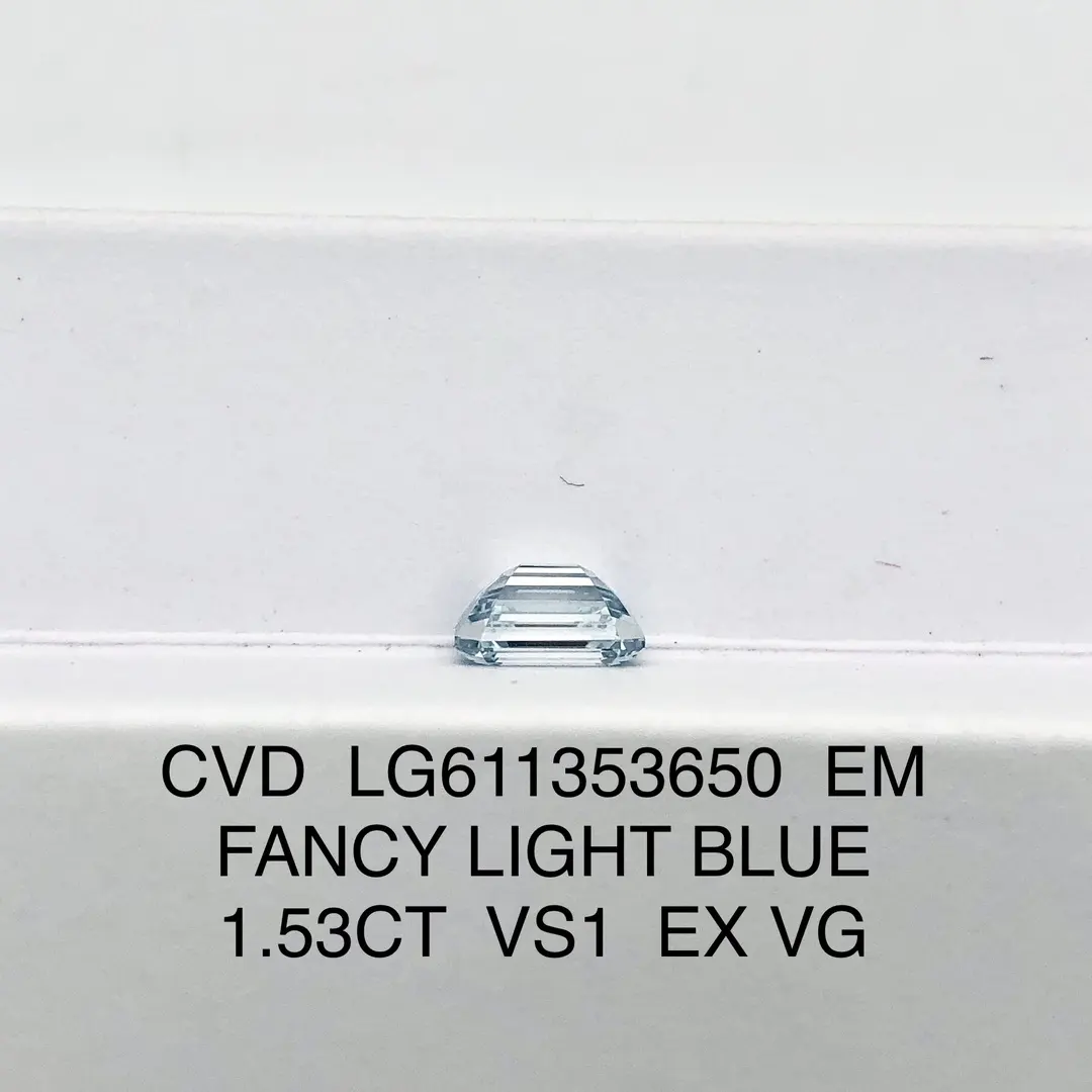 Lab Grown 1.53CT Light Blue Emerald Diamond 5
