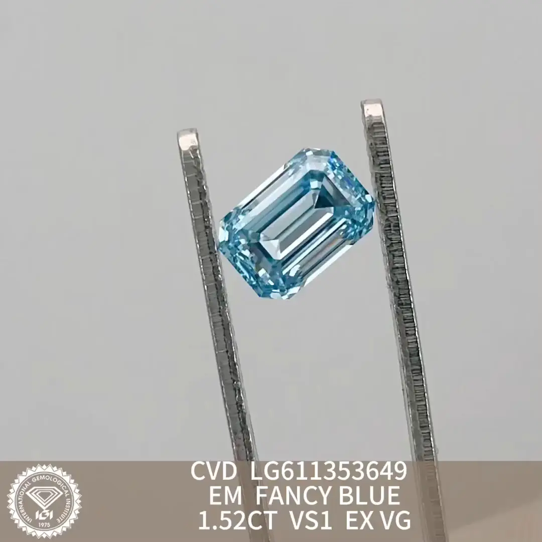 Fancy Blue Emerald CVD 1.52CT Lab Diamond with IGI Certificate 5