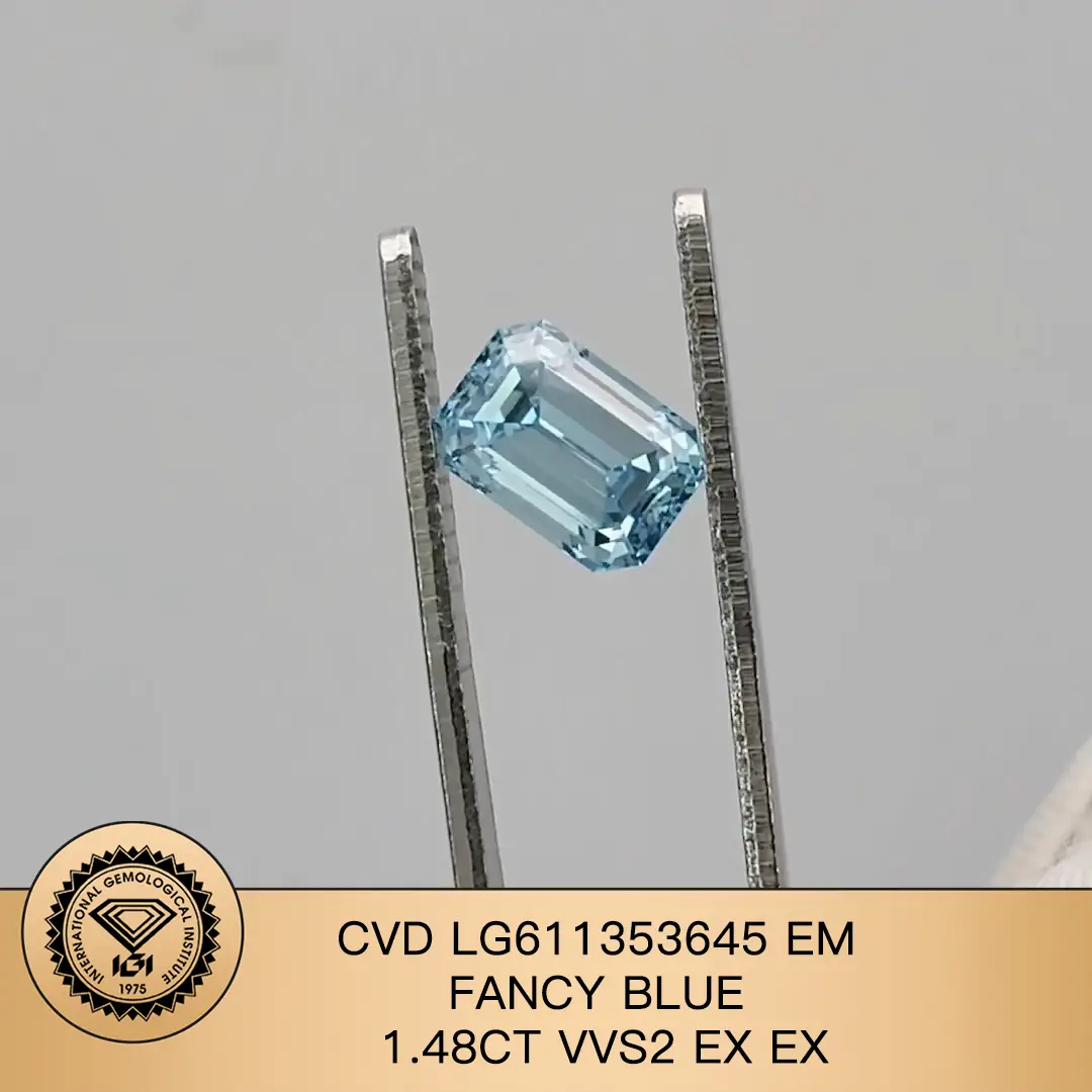 Personalizza la forma a smeraldo taglio fantasia blu 1,48ct vvs2 ex ex cvd lab diamante lg611353645 1