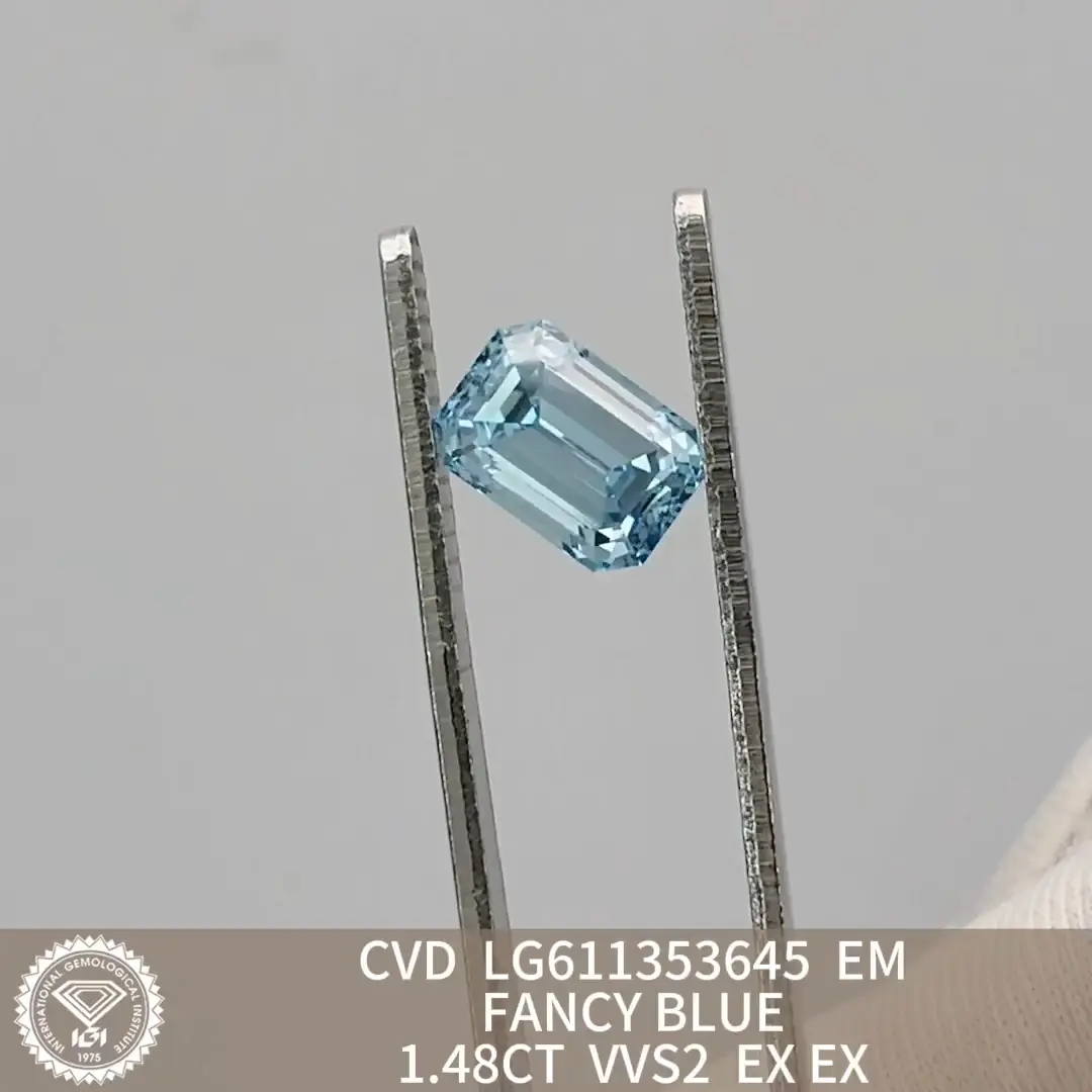 Custom Cut 1.48CT Emerald Lab Diamond - IGI Certified
 5