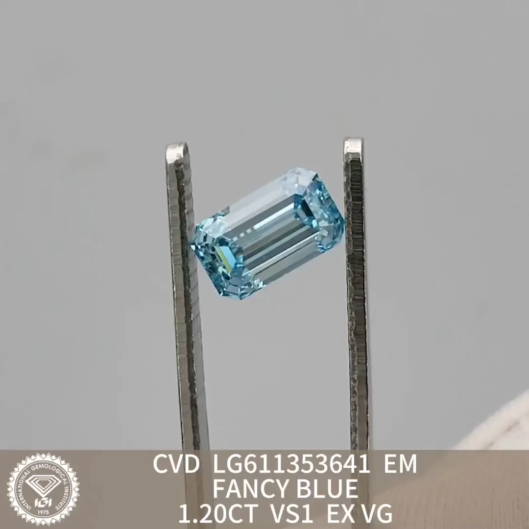 CVD Fancy Blue Emerald Lab Diamond 1.20CT VS1 IGI Certified 5