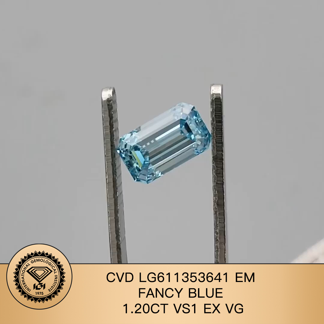  Quality EMERALD1.20CT CVD LAB DIAMOND FANCY BLUE VS1 EX VG LG611353641 Manufacturer | Messi Jewelry 