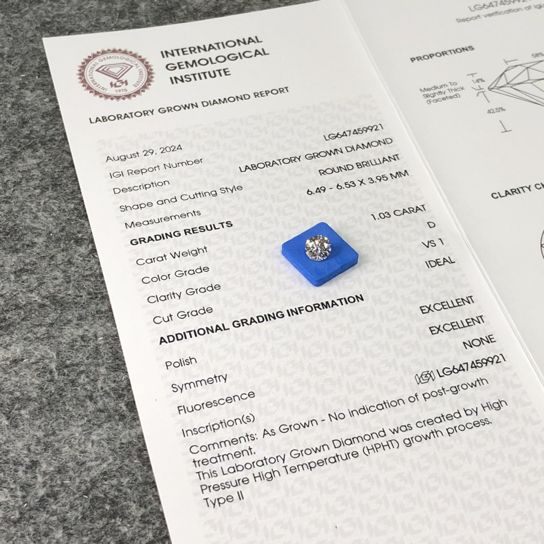 1.03CT IGI Certified Round Lab Diamond - Perfect for Custom Jewelry 7