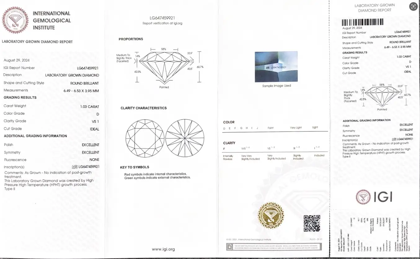 1.03CT IGI Certified Round Lab Diamond - Perfect for Custom Jewelry 6