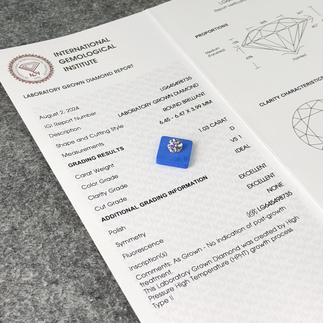 Labing maayo nga HPHT 1.03CT D VS1 ID EX EX LG645498735 Diamond Para sa Alahas | Messi Alahas 7