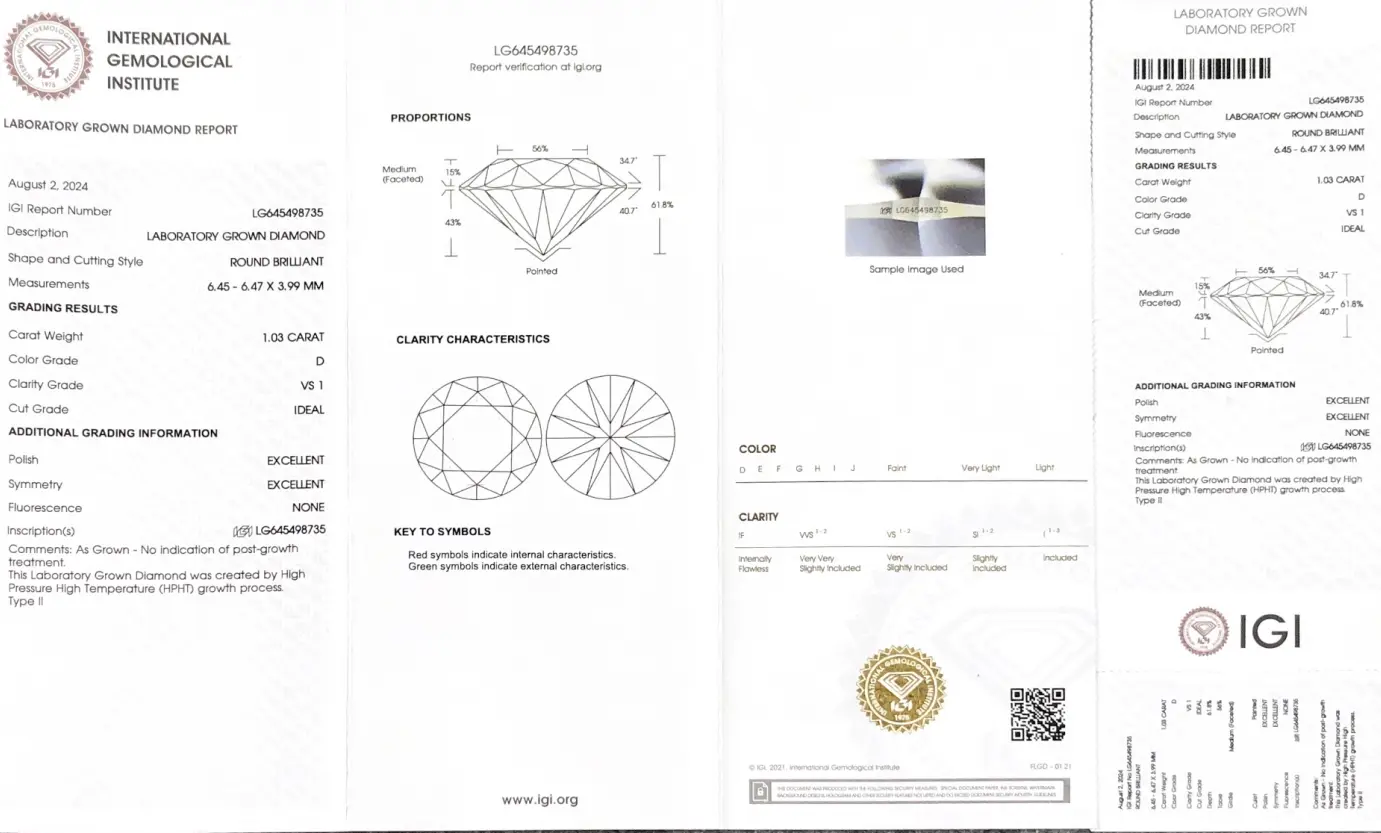 1.03CT Round Lab Diamond - IGI Certified & Customizable 6