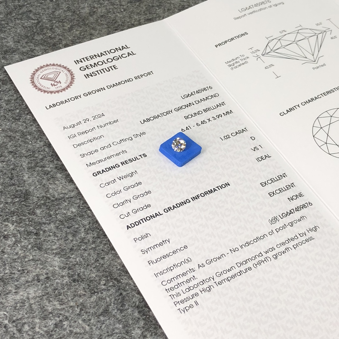 Labing maayo nga HPHT LG647459876 1.02CT D VS1 ID EX EX Loose Diamond | Messi Alahas 7