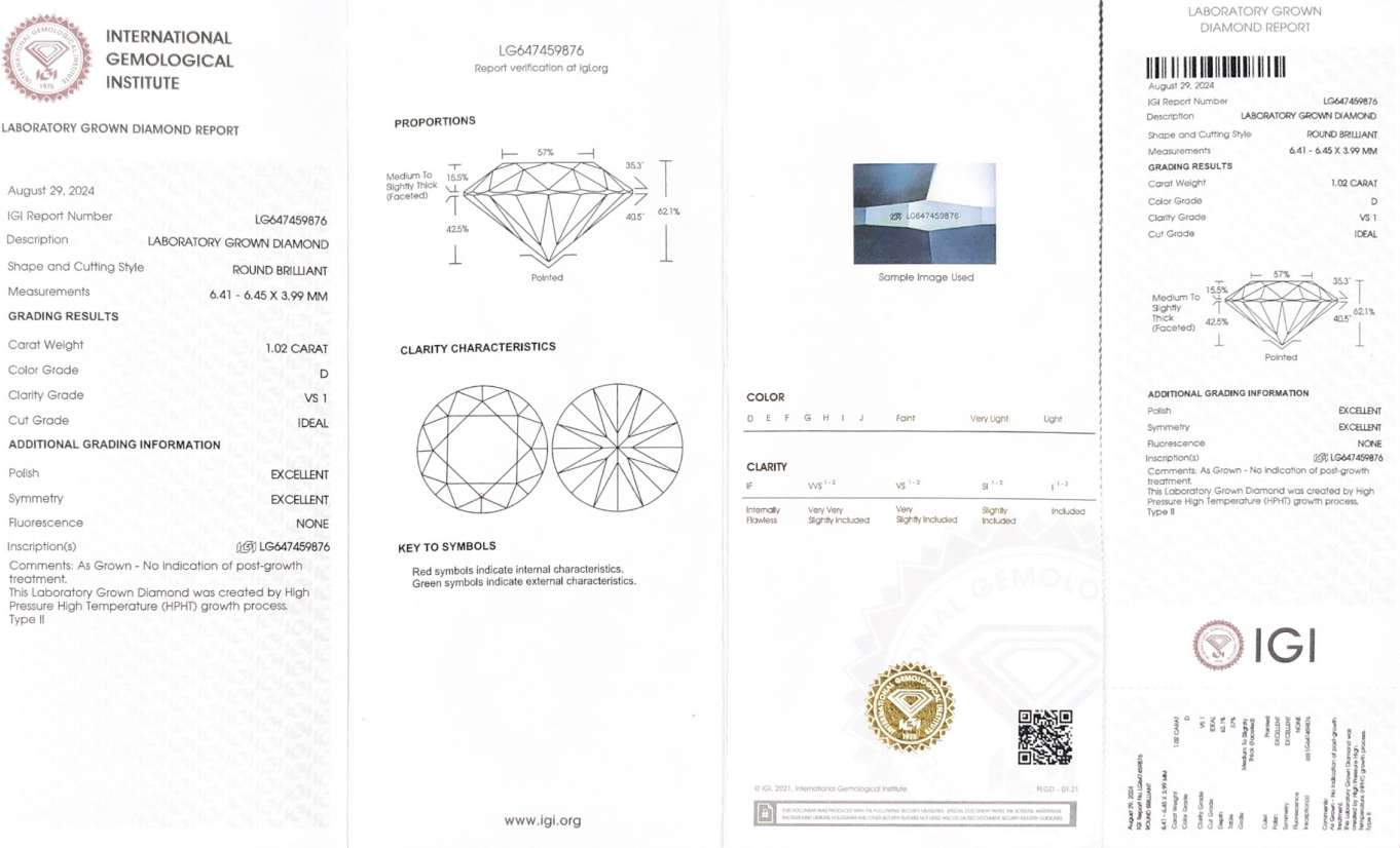 Labing maayo nga HPHT LG647459876 1.02CT D VS1 ID EX EX Loose Diamond | Messi Alahas 8
