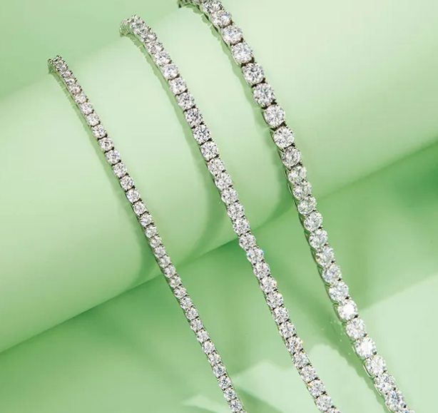 Silver Sterling Moissanite Diamond Tennis Chains