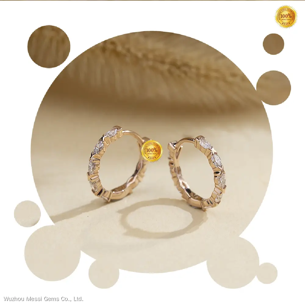 Messi Jewelry MSE-781 Lab Diamond Rose Gold Earrings 1
