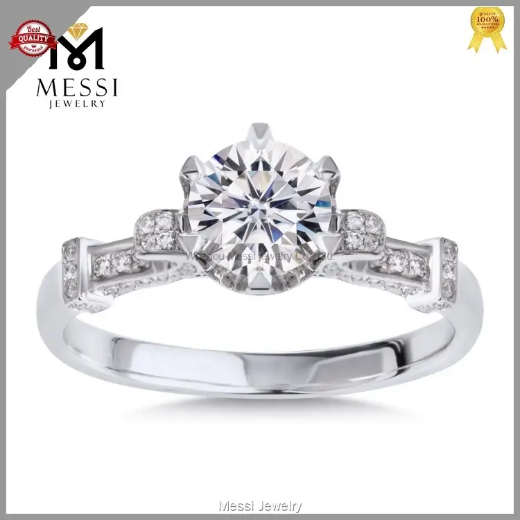 Messi Jewelry 1ct Moissanite Diamond 18k White Gold Wedding Ring - High Quality, Low Price 1