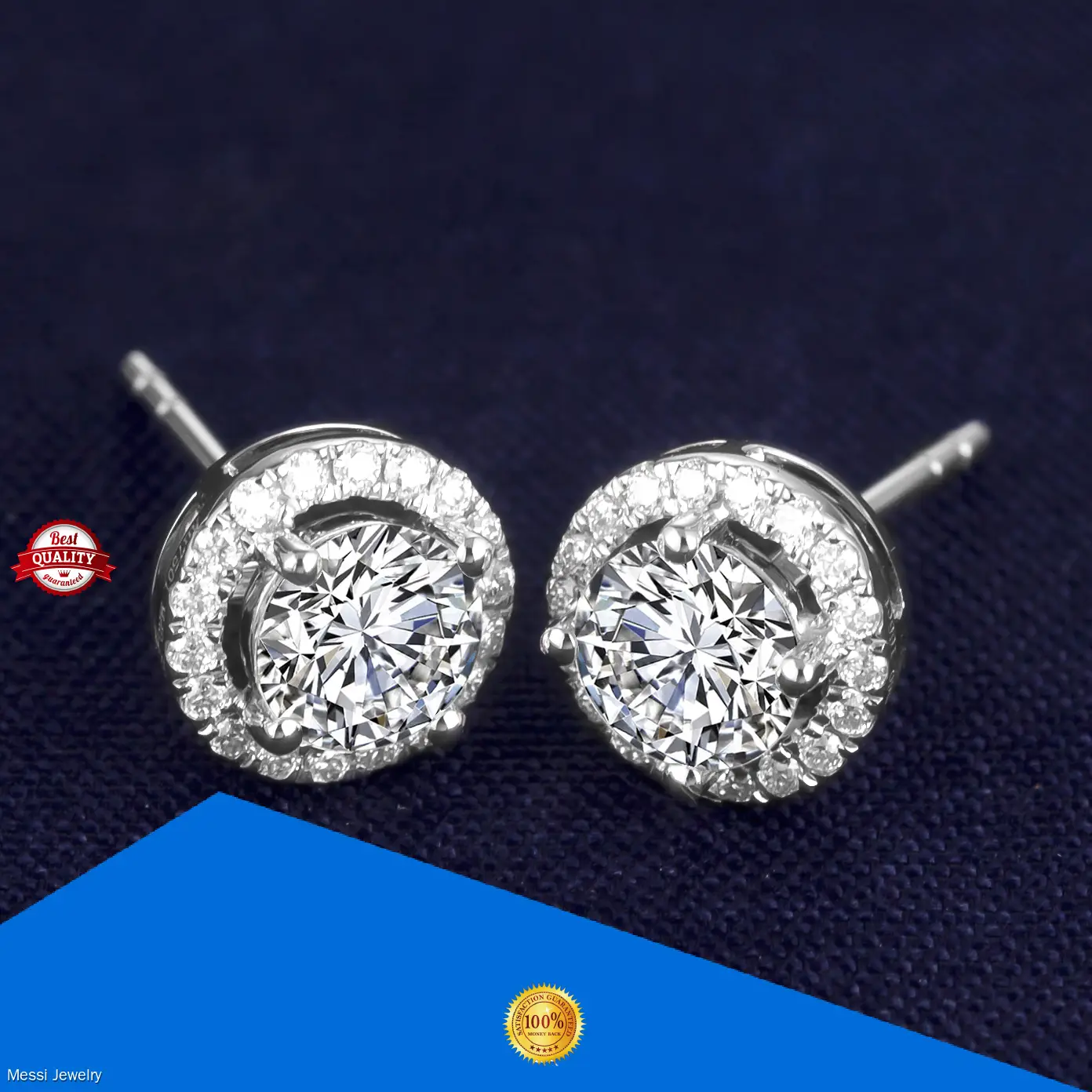 18K White Gold Moissanite Stud Earrings - Customizable Girls Jewelry 1