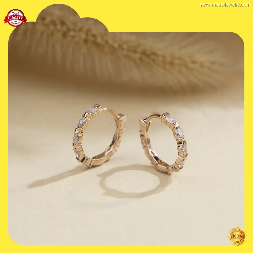 18K Rose Gold Marquise Cut Lab Diamond Earrings - Messi Jewelry 1