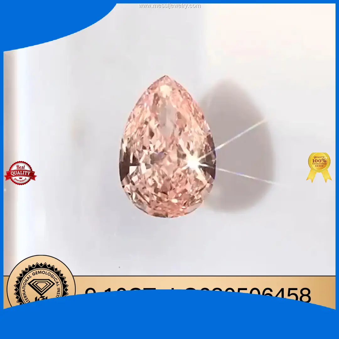 Lab Diamond Fancy Vivid Pink 9.10CT PEAR - IGI Certified 1