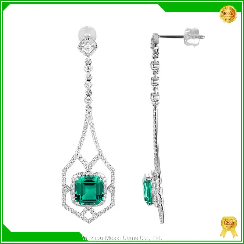 18K White Gold Emerald Pendant Earring 1