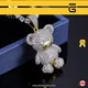 925 Silver Teddy Bear CZ Pendant Necklace - Man Made Diamond Rings 1
